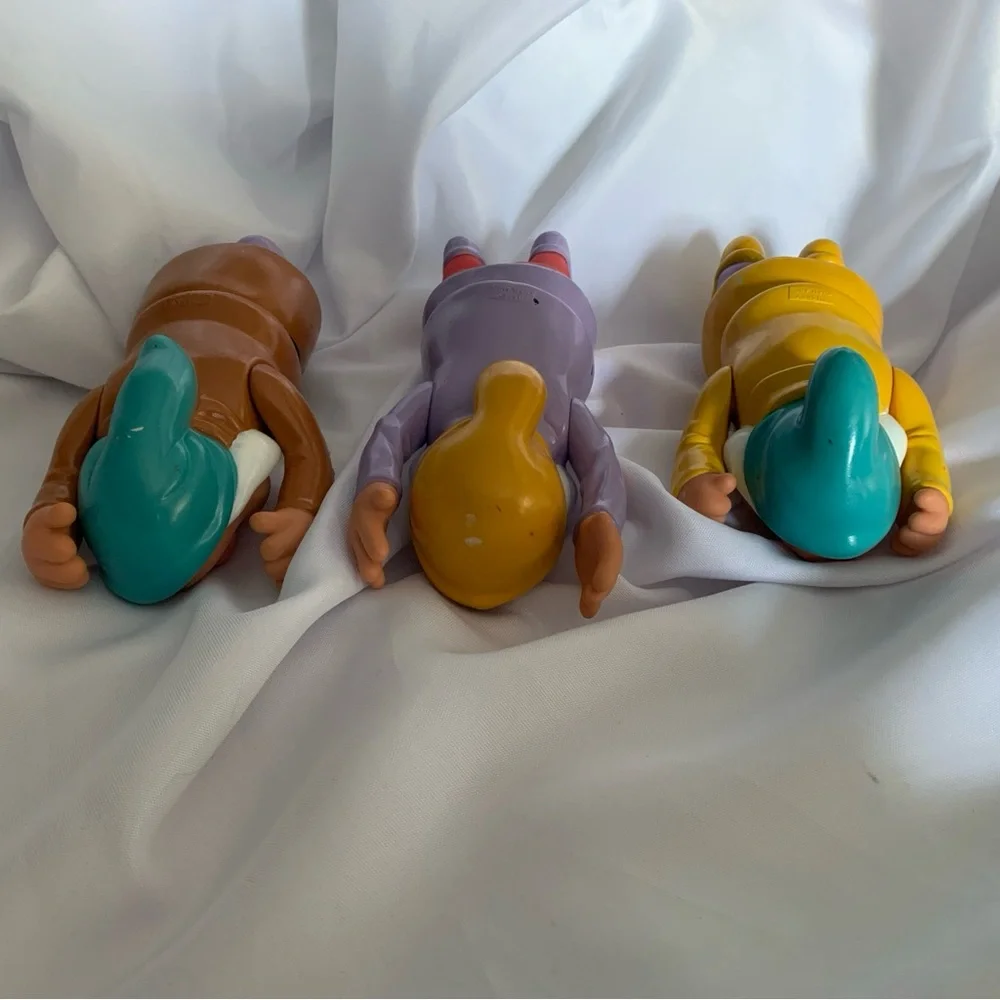 Set of 3 Colorful Dwarf Figurines From Snow White Sneezy Sleepy Happy